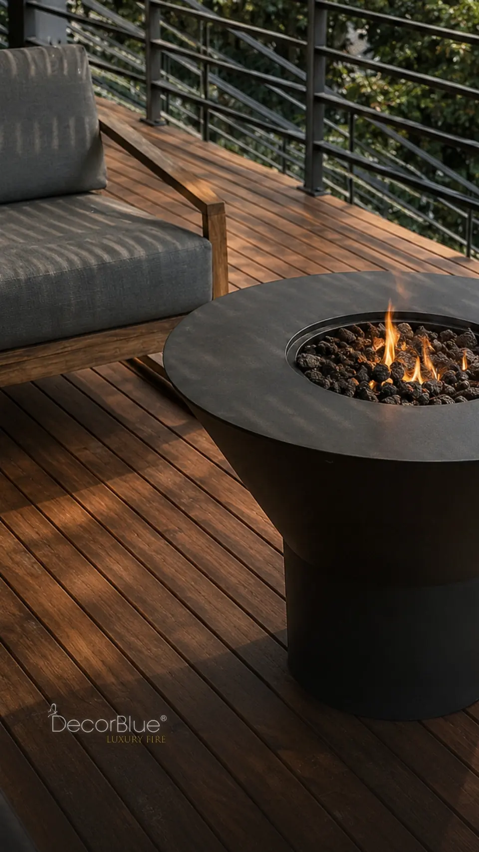 Circular gas fire table on a terrace, photo 10