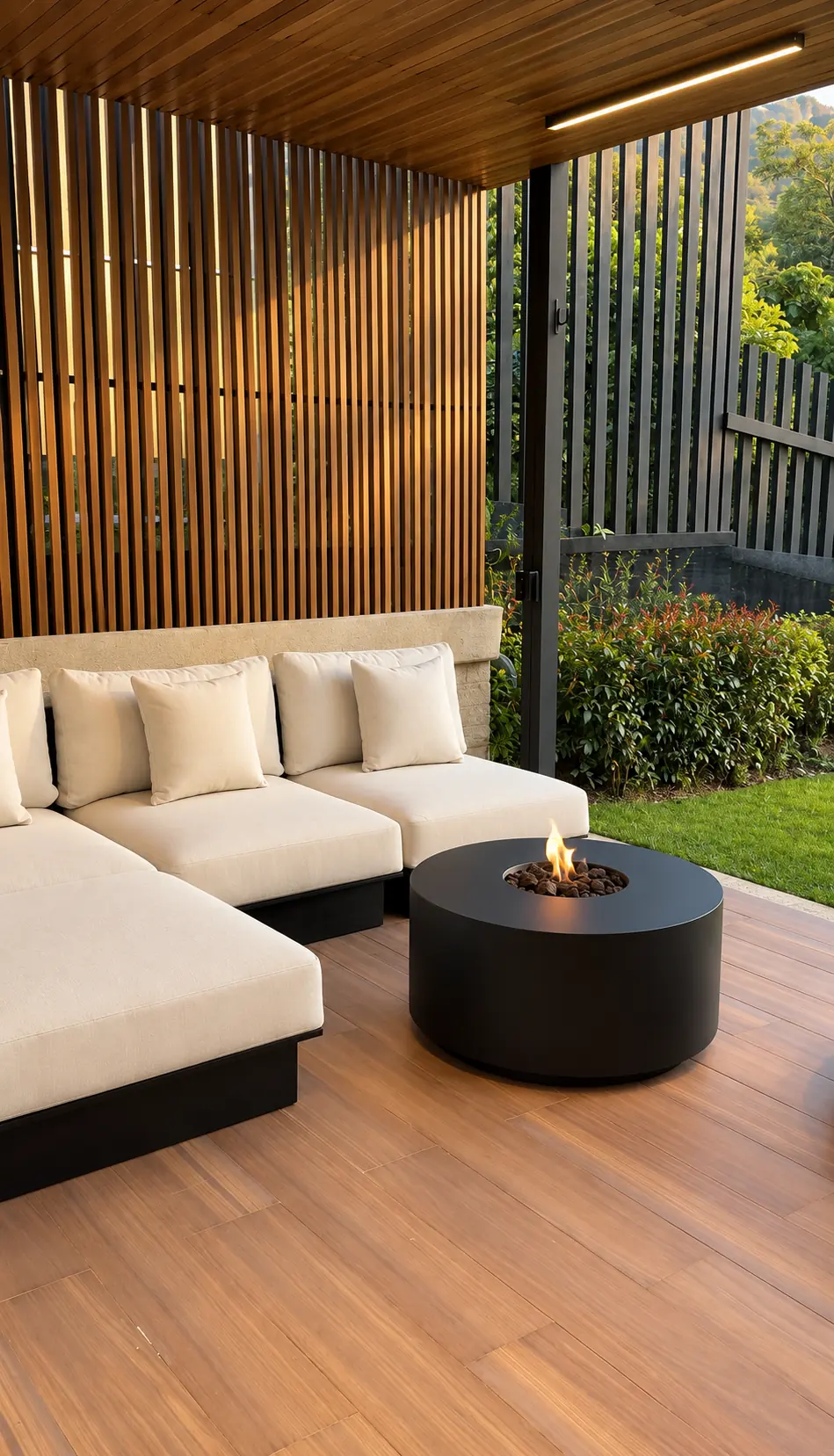 Circular gas fire table on a terrace, photo 14