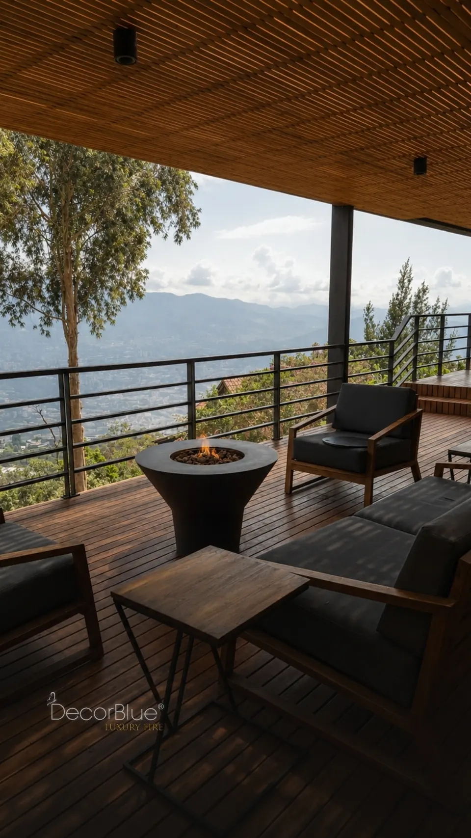 Circular gas fire table on a terrace, photo 19