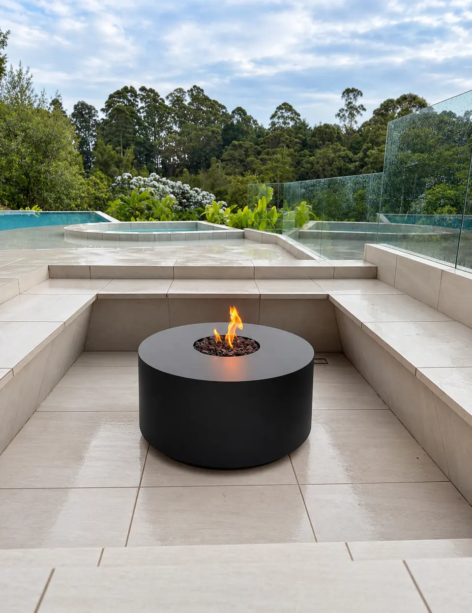 Chimenea circular a gas