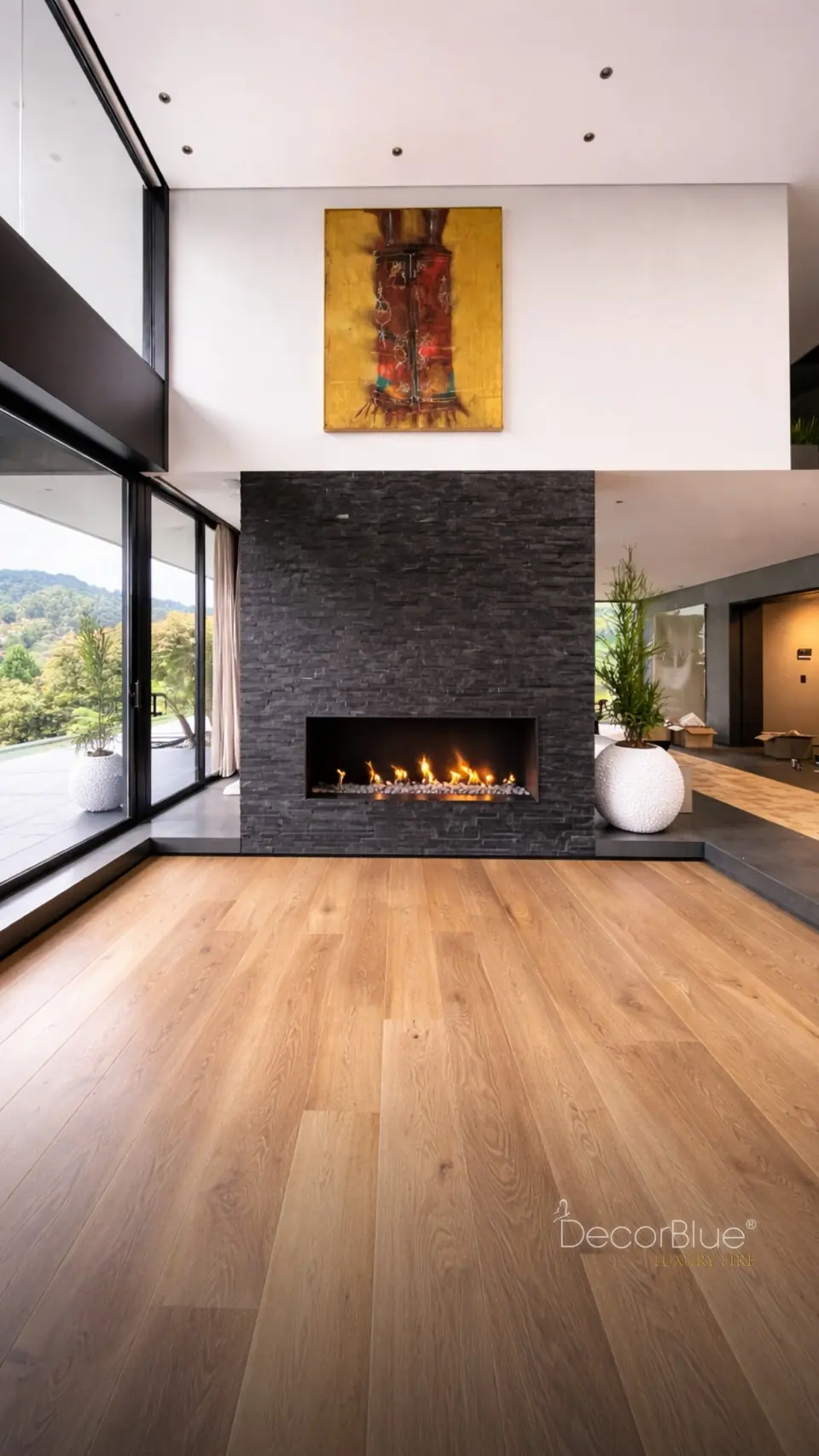 Chimenea prediseñada en una sala moderna, foto 10