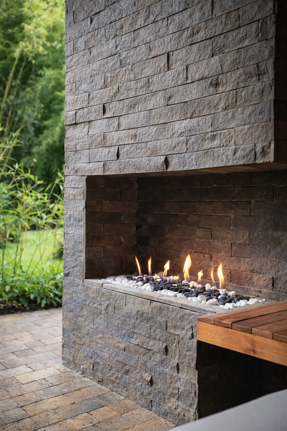 Chimenea prediseñada en una sala moderna, foto 12