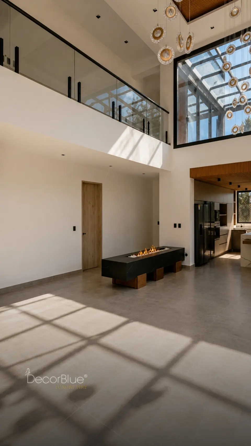 Chimenea prediseñada en una sala moderna, foto 18