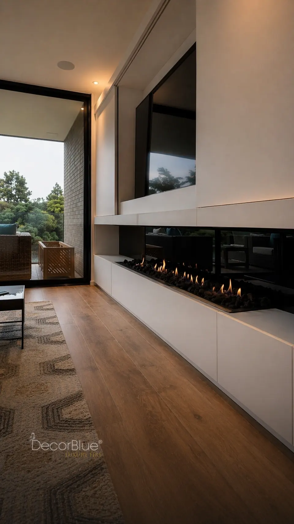 Chimenea prediseñada en una sala moderna, foto 22