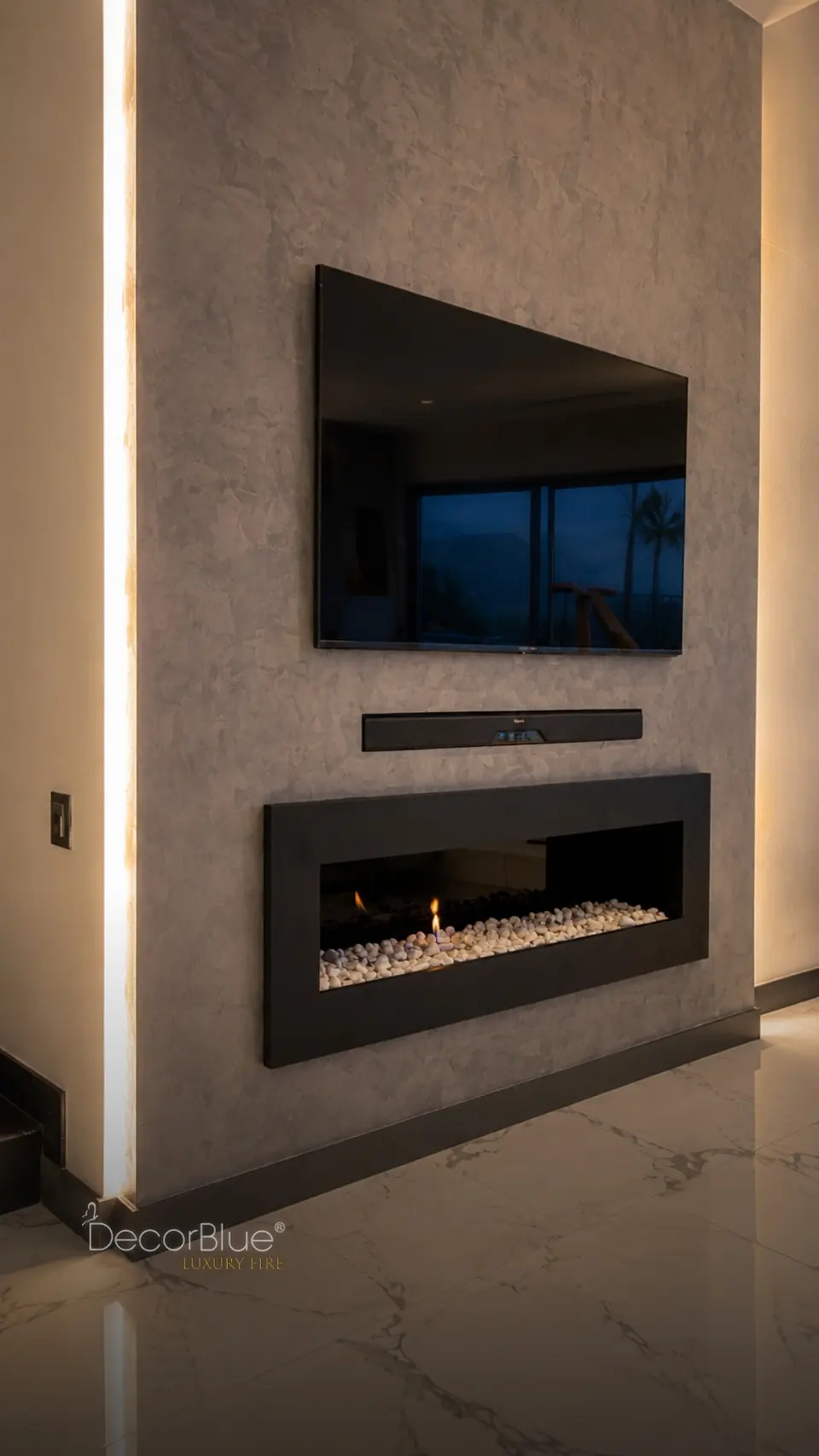 Chimenea prediseñada en una sala moderna, foto 24