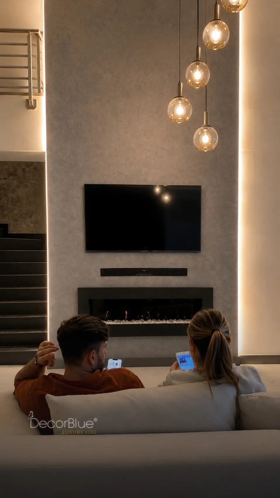 Chimenea prediseñada en una sala moderna, foto 29